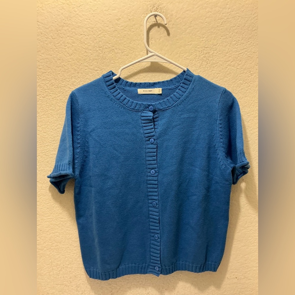 Mod Ref Blue Button-Down Sweater Size M - image 2